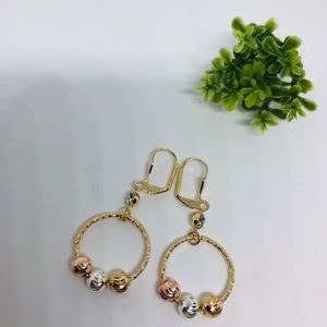 Gold Plated Leverback earrings Tricolor